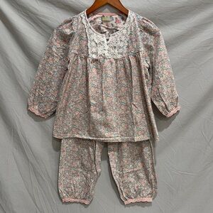 Dal Party Charming Floral Kids Pajama Set with Lace Detail